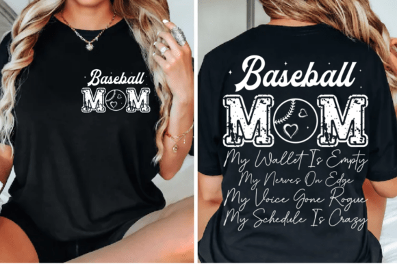 Baseball Mom SVG for Front and Back T-Shirts