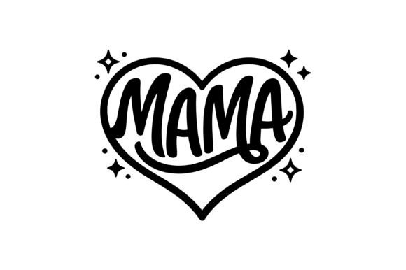 Mama Heart Typography Design: A Versatile Embroidery Choice
